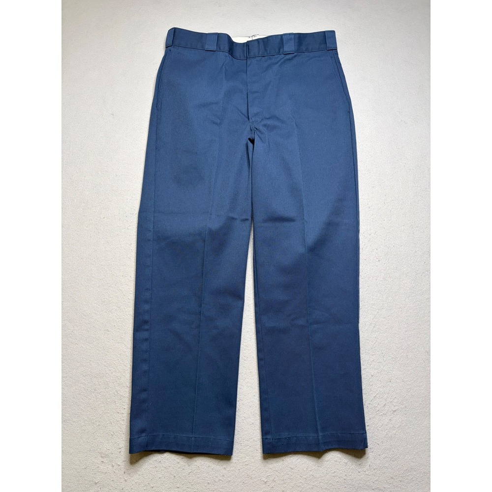 Dickies 874 Work Pants Mens‎ 36x29 Navy Blue Vintage 90s Made in USA Talon Zip